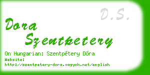 dora szentpetery business card
