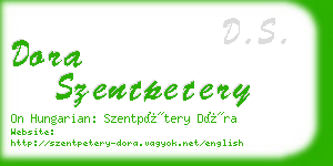 dora szentpetery business card